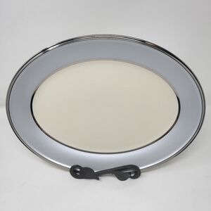 Lenox Blue Frost‎ 13.5" Oval Platinum Banded Serving Platter Dish Fine China USA